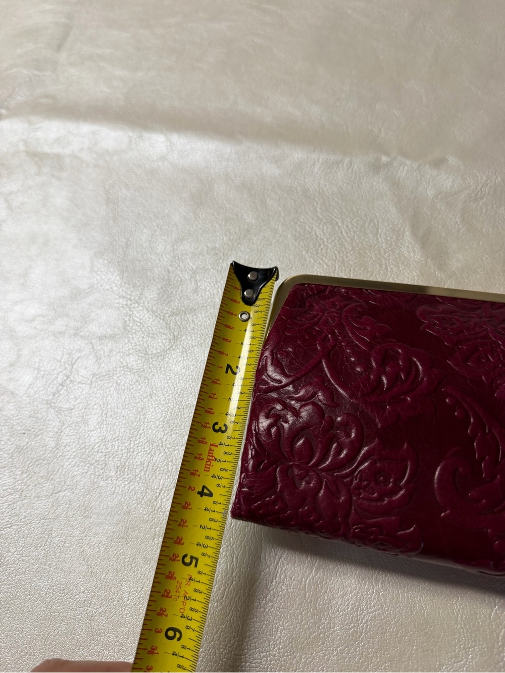 HOBO Embossed Floral Clasp Wallet - Burgundy - Picture 9 of 11